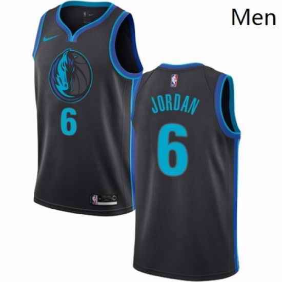 Mens Nike Dallas Mavericks 6 DeAndre Jordan Swingman Charcoal NBA Jersey City Edition